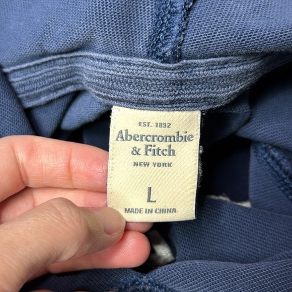 Abercrombie & Fitch Navy Hoodie Sweatshirt Large - Picture 7 of 8